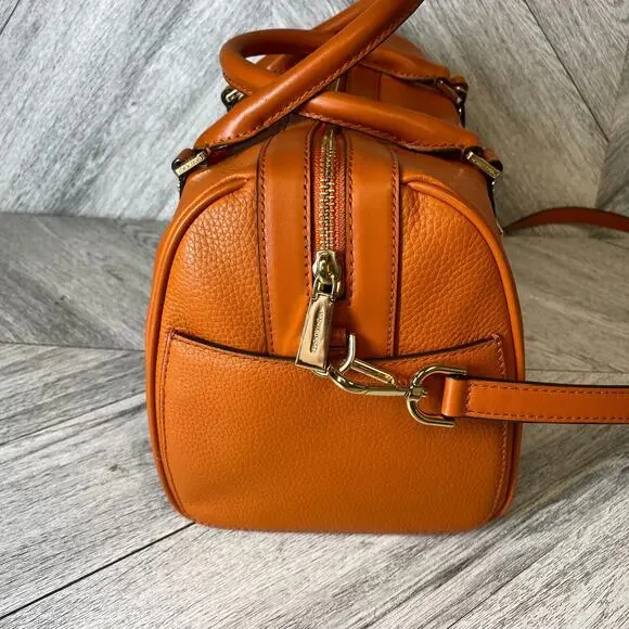 Michael Kors Burnt Orange Leather Bedford Legacy Duffel Satchel Medium $328 New - Picture 10 of 16